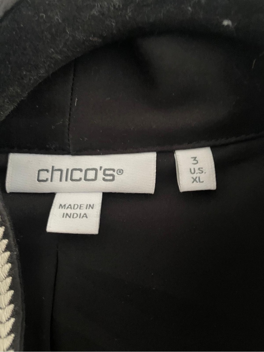 Chico's Black Jacket with White Trim Accents - Picture 3 of 7